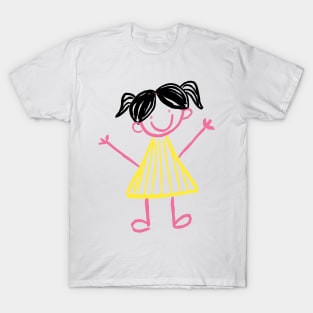 cute little girl doodle art illustration T-Shirt
